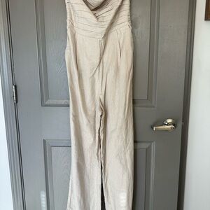 NWOT Abercrombie & Fitch Beige Linen Jumpsuit